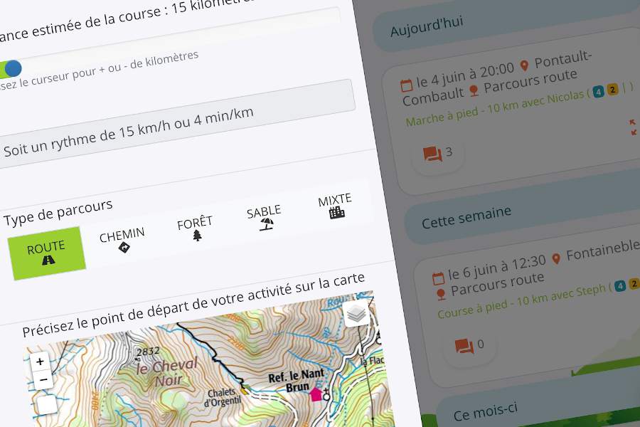 formulaire pour la création d'une activité sportive